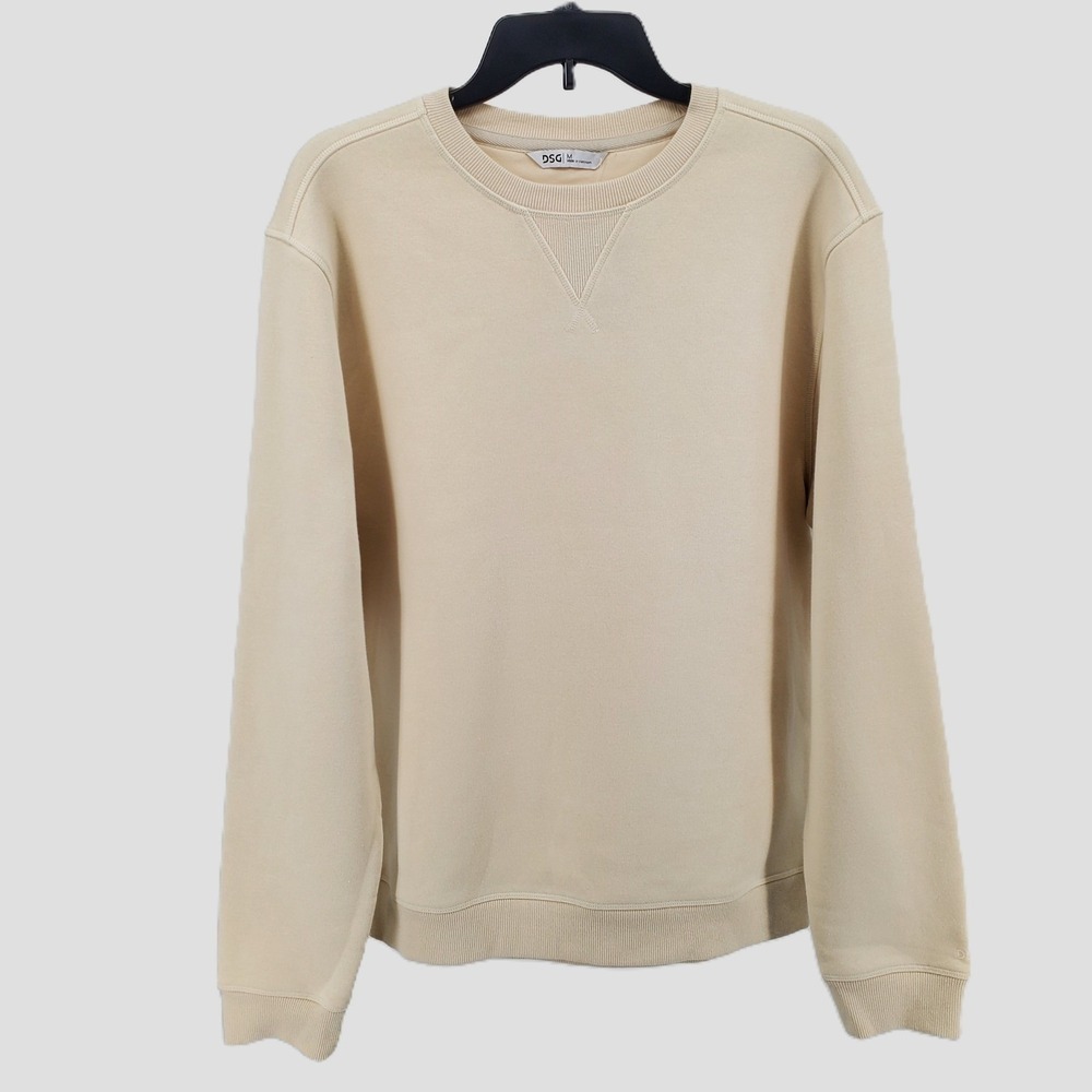 DSG Classic Fleece Crewneck Sweatshirt Mens Medium Light Sand Beige Cozy Casual